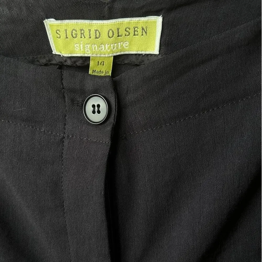 Sigrid Olsen black linen blend trousers Size 14